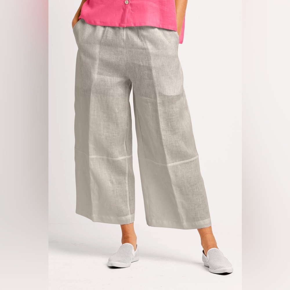 Planet By Lauren G Handkerchief Linen Flood Panel Pant Size 1 - Picture 1 of 5